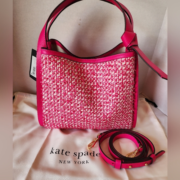✨️NWT✨️Kate Spade Limited Edition, 2Way Raffia Tweed Satchel, Triple Compartment - Picture 7 of 14
